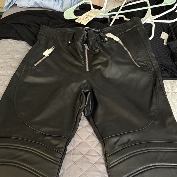 Zara Pants - Zara Black Faux Leather Flared Boot-Cut Pants